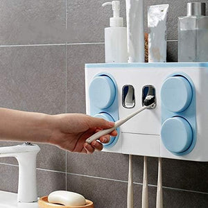 Wall-Mounted Bathroom Organizer – 32cm Multi-Function Dispenser with Toothpaste Pumps &  Cup Holders shoprista